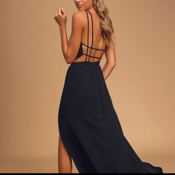 Lulu's black open back maxi dress - Picture 3 of 5